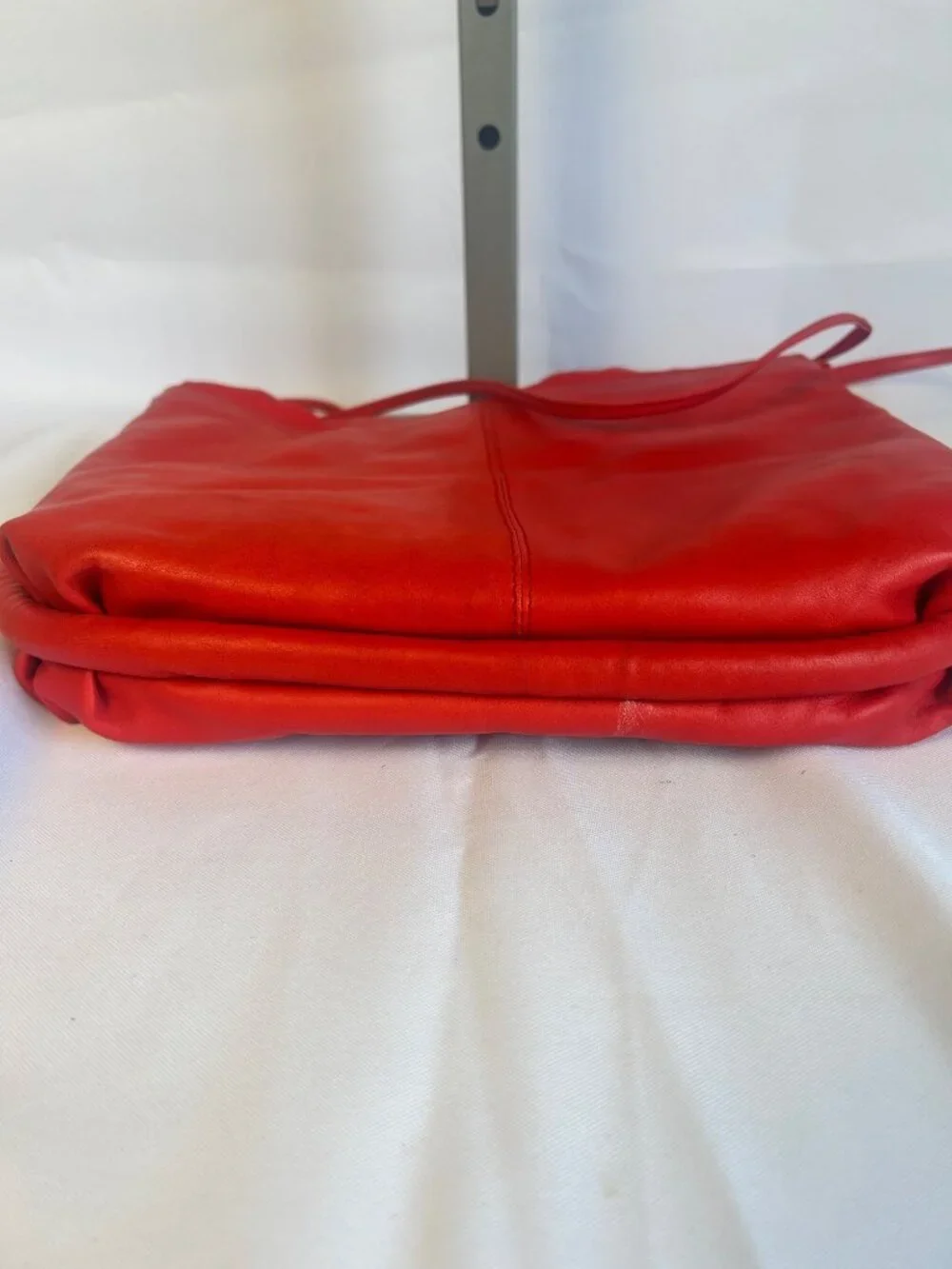 Women's Red Leather Shoulder Bag Bow Flap Purse Slouch Hobo Handbag Adjustable S